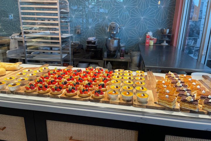 a bunch of food sitting on a counter