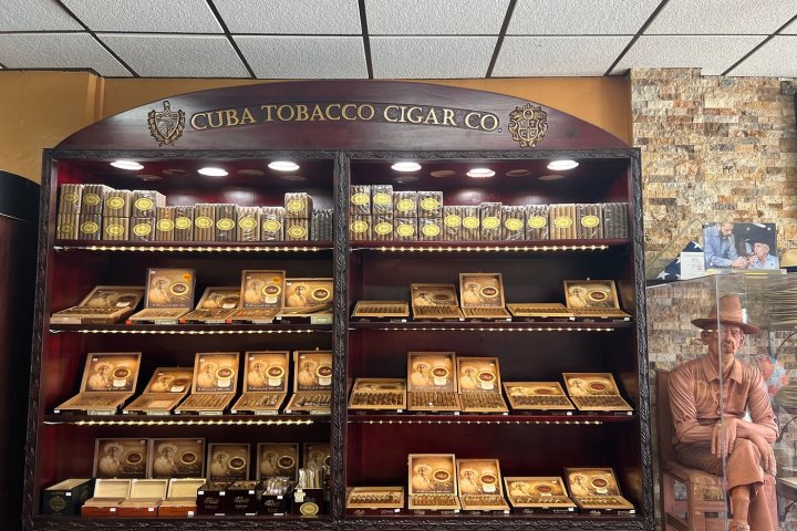 a group of items on display in a store