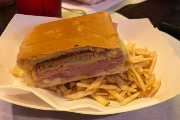 a close up of a sandwich and fries on a plate